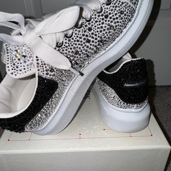 White & Black Crystal Covered Alexander McQueen Oversized Sneaker size 37.5 - Picture 4 of 9